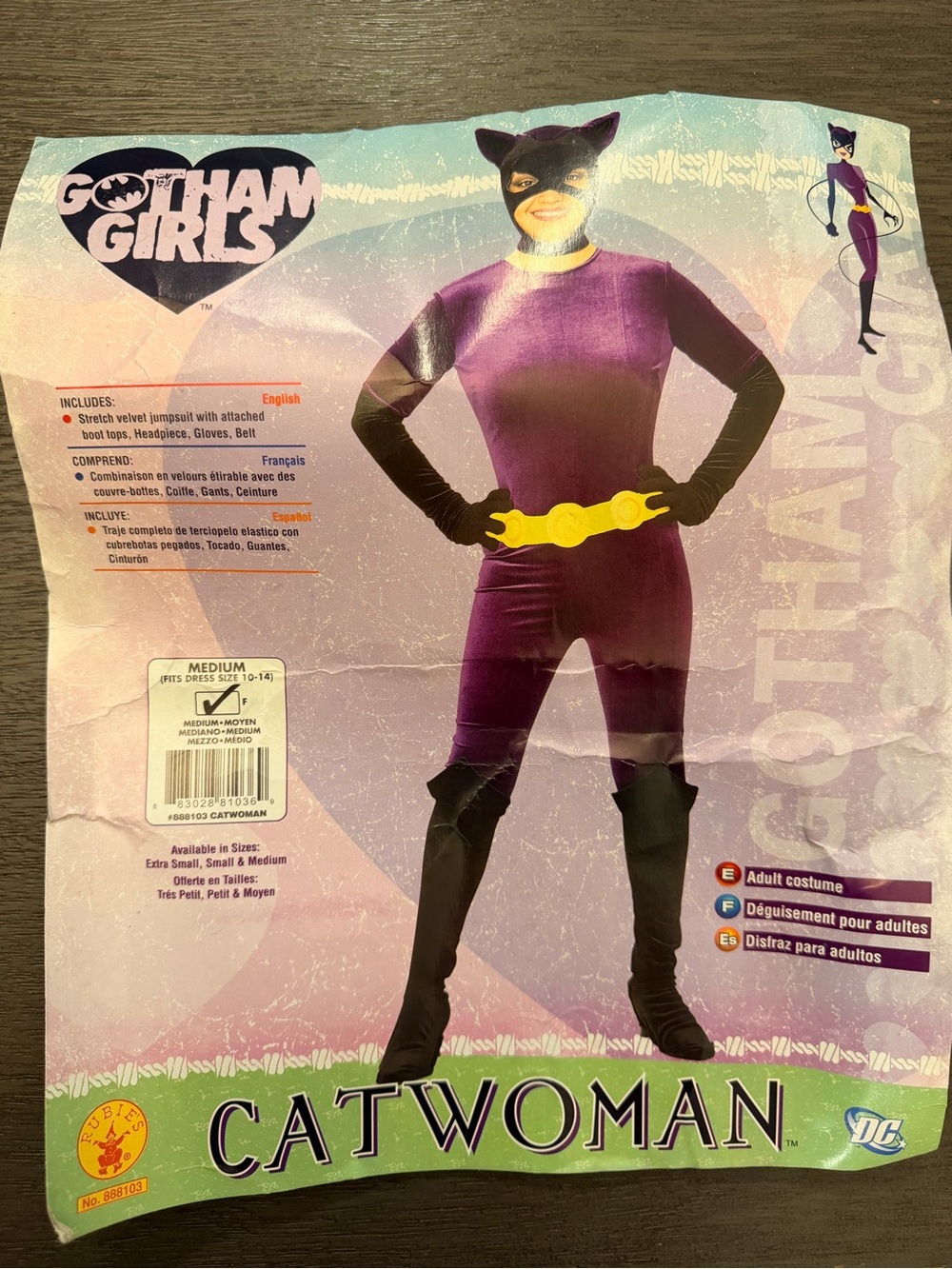 DC Gotham Girls Catwoman Halloween Costume Women’s Medium 10-14 Purple Velvet - Picture 2 of 3